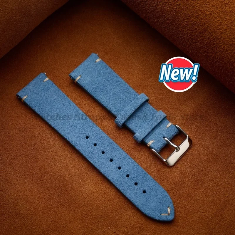Exquisite Vintage Handmade Suede Leather Watch Strap with Quick Release