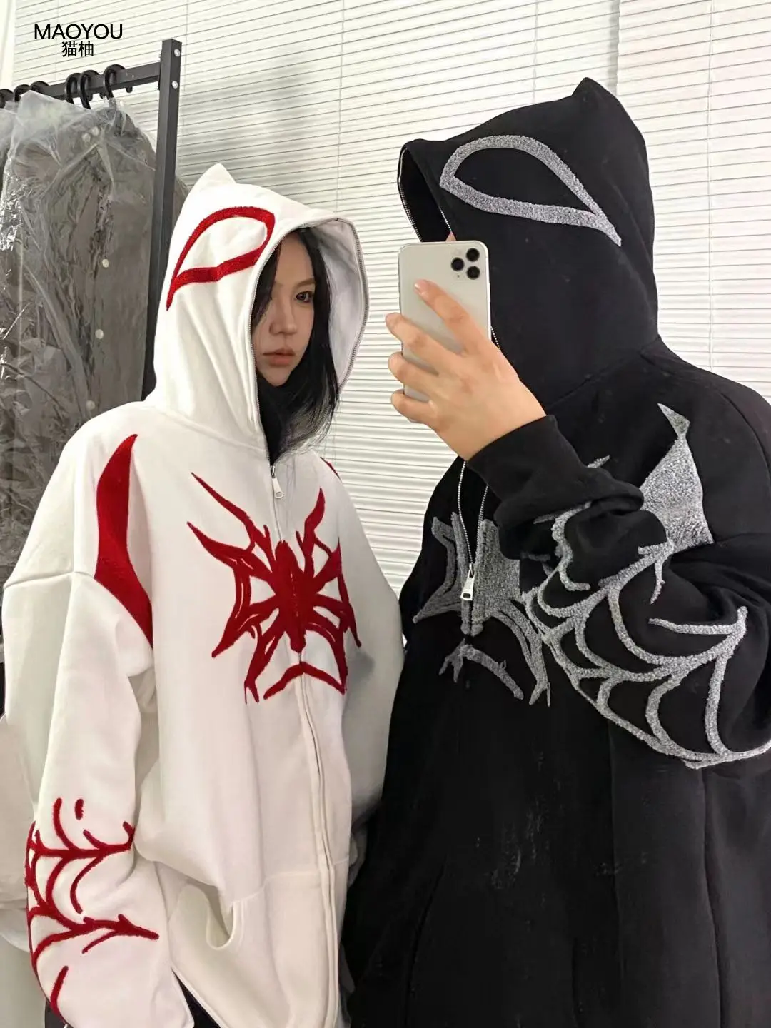 American retro loose fitting trend long sleeved hoodies women sweet and cool  oversized couples tops korean goth zip up hoodie - AliExpress