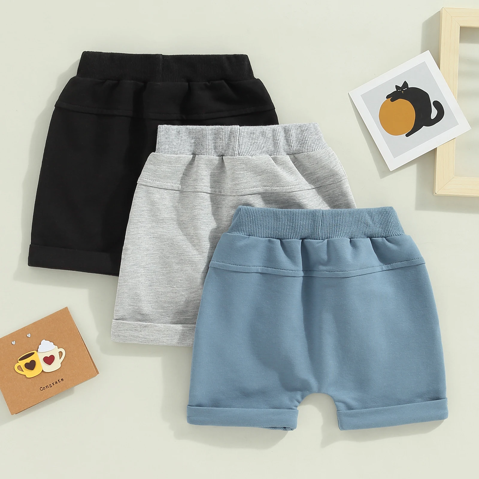 Kids Toddler Boy 3 Pack Shorts Set Casual Solid Loose Drawstring Shorts Sweatpants Athletic Workout Sport Pants baby shorts,boy sports shorts set