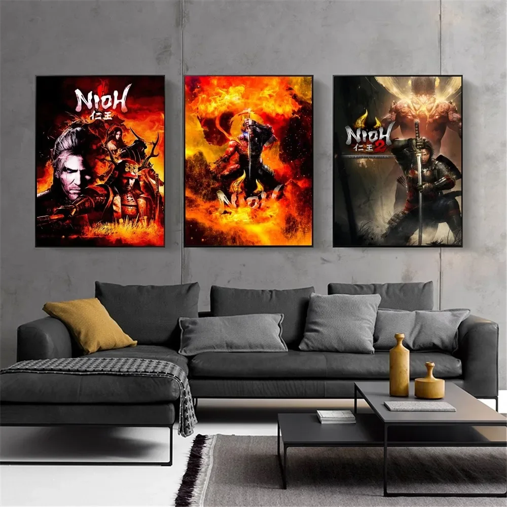 Nioh X Samurai Game Poster Kraft Club Bar Paper Vintage Poster Wall Art Painting Camera Da Letto Studio Big Szie Wall Painting Stickers