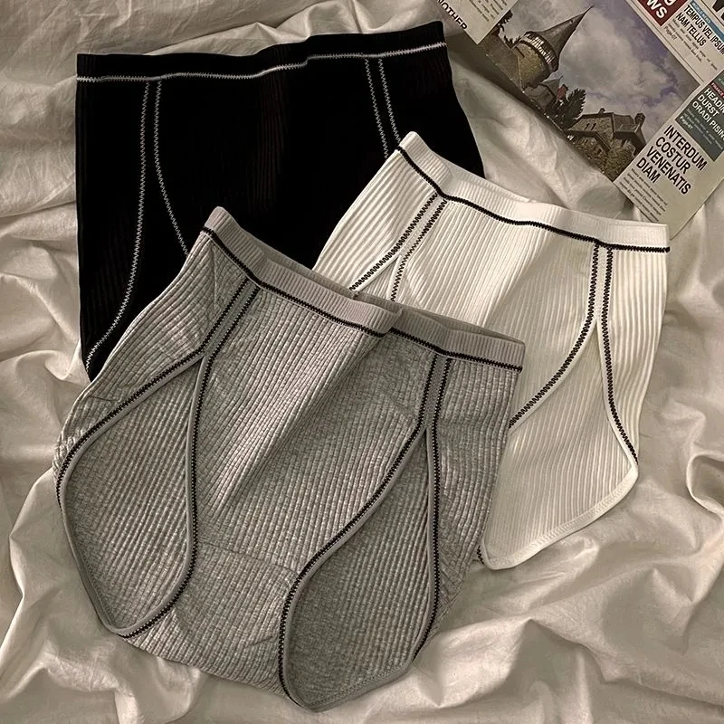 

Yasuk Fashion Menstrual Cotton Women Sweet Breathable Comfortable Soft Female Simple Stripes Solid Color Underpants Gentle Split