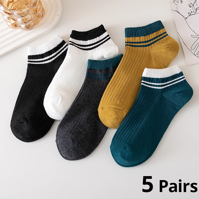 Sports Socks 5 Pairs Sports Breathable Low Cut Boat Socks Spring Summer
