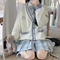 2024 Autumn Winter Women's irt Cardigan Set Soft Girl School orm Sle Faionable Polyester Blend Workwear - Image 3