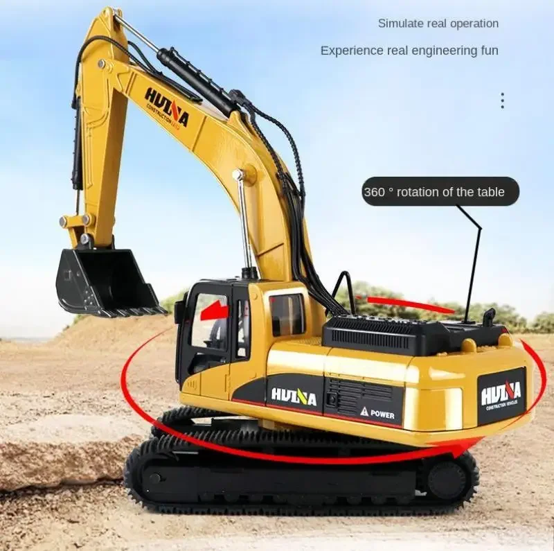 Huina 1/40 Alloy Excavator Truck Diecast Digger Car Construction Engineering Vehicle Model Loader Tractor Toy for Kid Boys Gifts 5