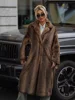 Women's Warm  Faux Fur Long Overcoat Single Breasted Fleece Long Trench Coat Winter Lady Fluffy Plush New Thicken Outerwear 1