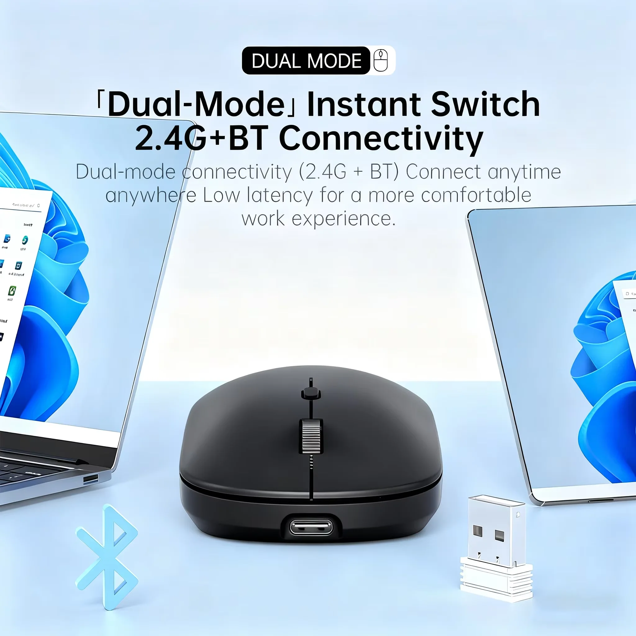 Wireless Mouse Bluetooth-compatible Mouse 2.4G Dual Modes Ergonomic Computer Mice For Laptop iPad Tablet PC Office Gaming Mouse