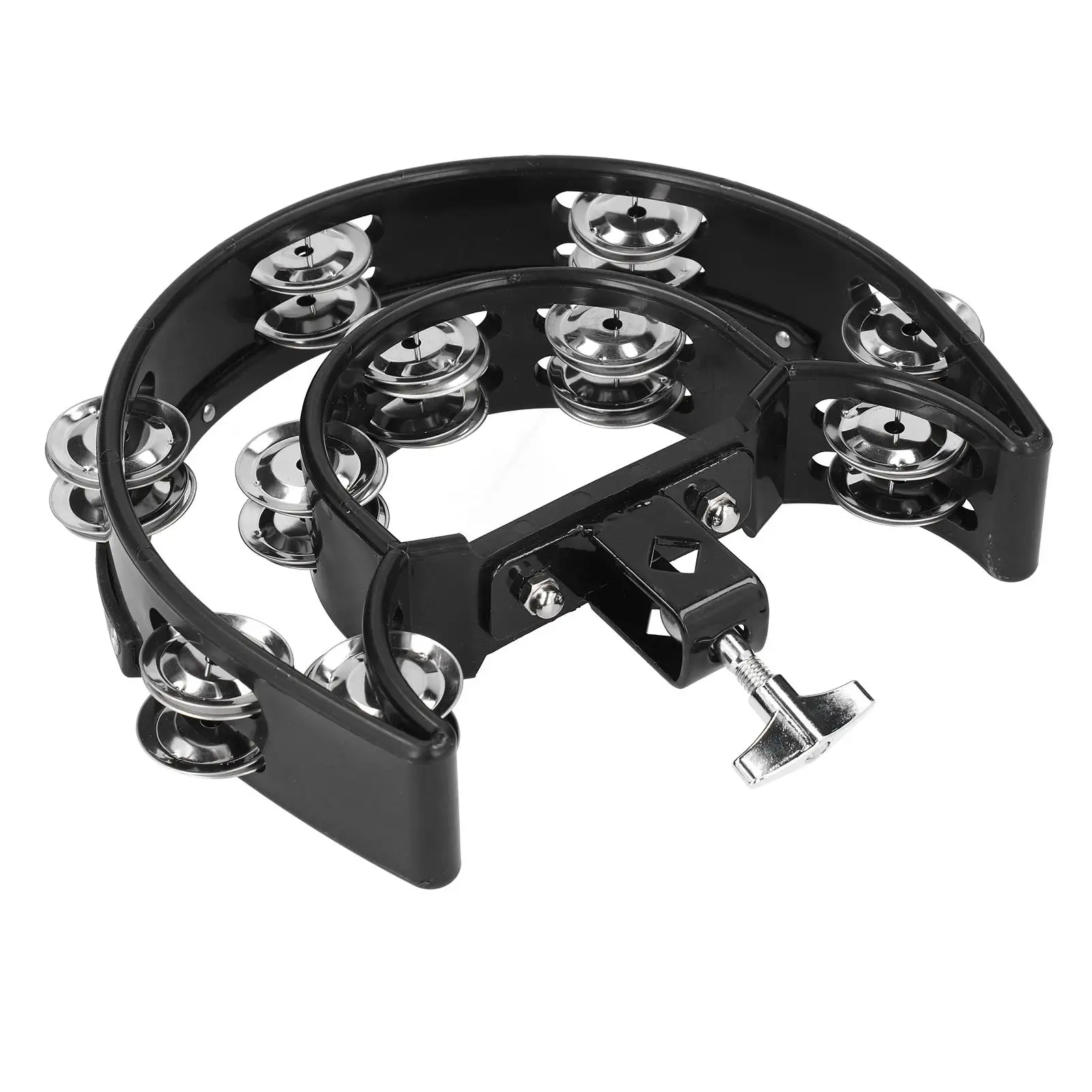 Multifunctional Hi-Hat Tambourine Bell Rattle Drum Set with Loose Double Row Bells for Percussion and Party Use