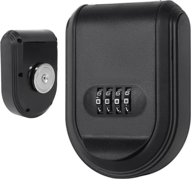 Magntic Key Lock Box with 4 Digit Combination Lock Hider Under Car Magnetic Key Holder with Strong Magnet for Indoors Outdoor 1