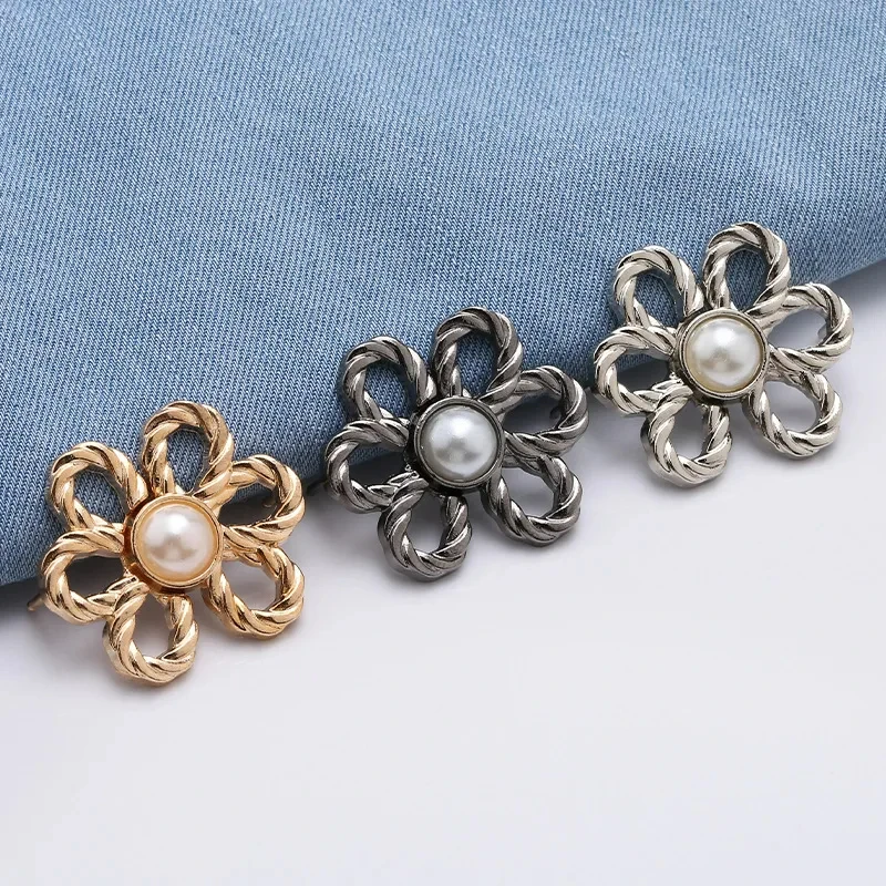 Waist Metal Flower Adjustable Tighten Invisibility Decoration Couple Buckles 2pairs Pants Skirts Size Change From Large To Small