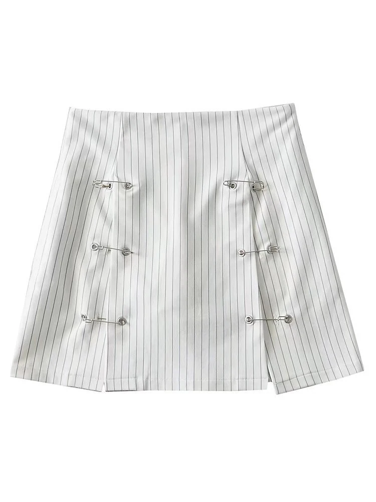 Striped Sexy Black Short Split Skirt Summer 2022 Hollow Out Vintage Fashion White Club Streetwear Y2K Women's Pencil Mini Skirts ruffle skirt Skirts