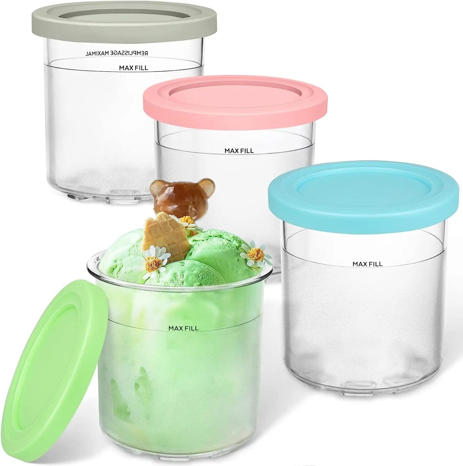 Ice Cream Pints Cup, Ice Cream Containers with Lids for Ninja