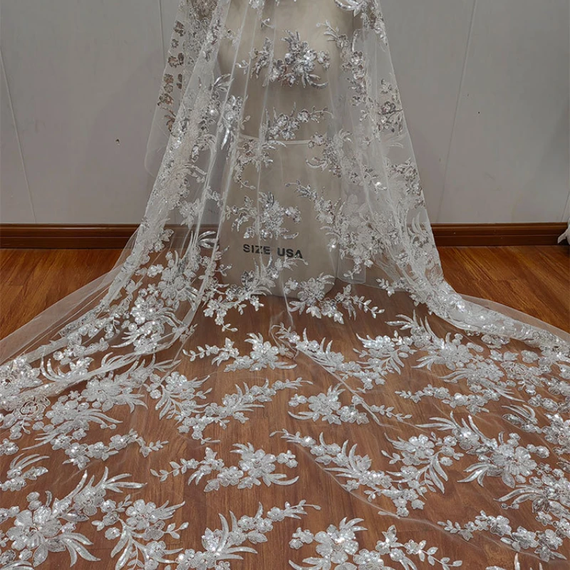 

Новинка, высококачественные свадебные платья из сетчатой ткани с блестками и цветами, женские вечерние платья с бисером и кружевом