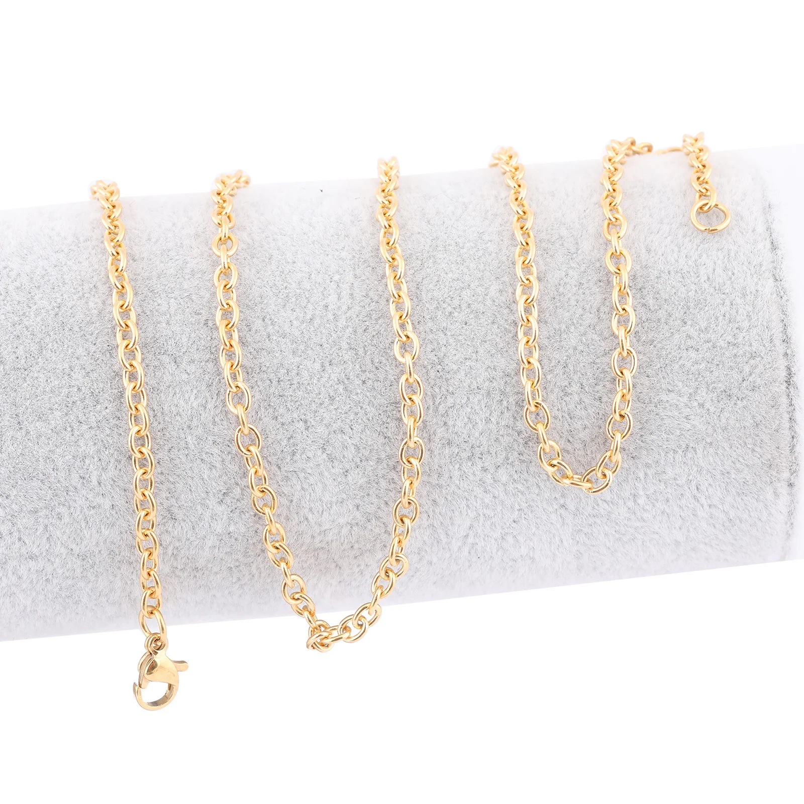 

5pcs stainless steel gold plated 3x4mm 60cm long link chains for necklace jewelry making diy pendant accessories