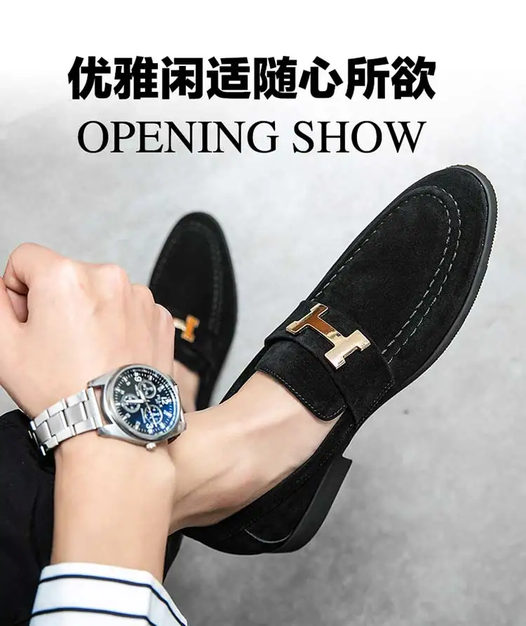 New Black Loafers Men Flock Shoes Business Brown Breathable Slip-On Solid Shoes Handmade Free Shipping Size 38-48