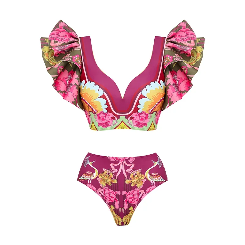 Maillot De Bain Une Pièce FLAXMAKER - Dos Nu, Jupe, Décolleté V