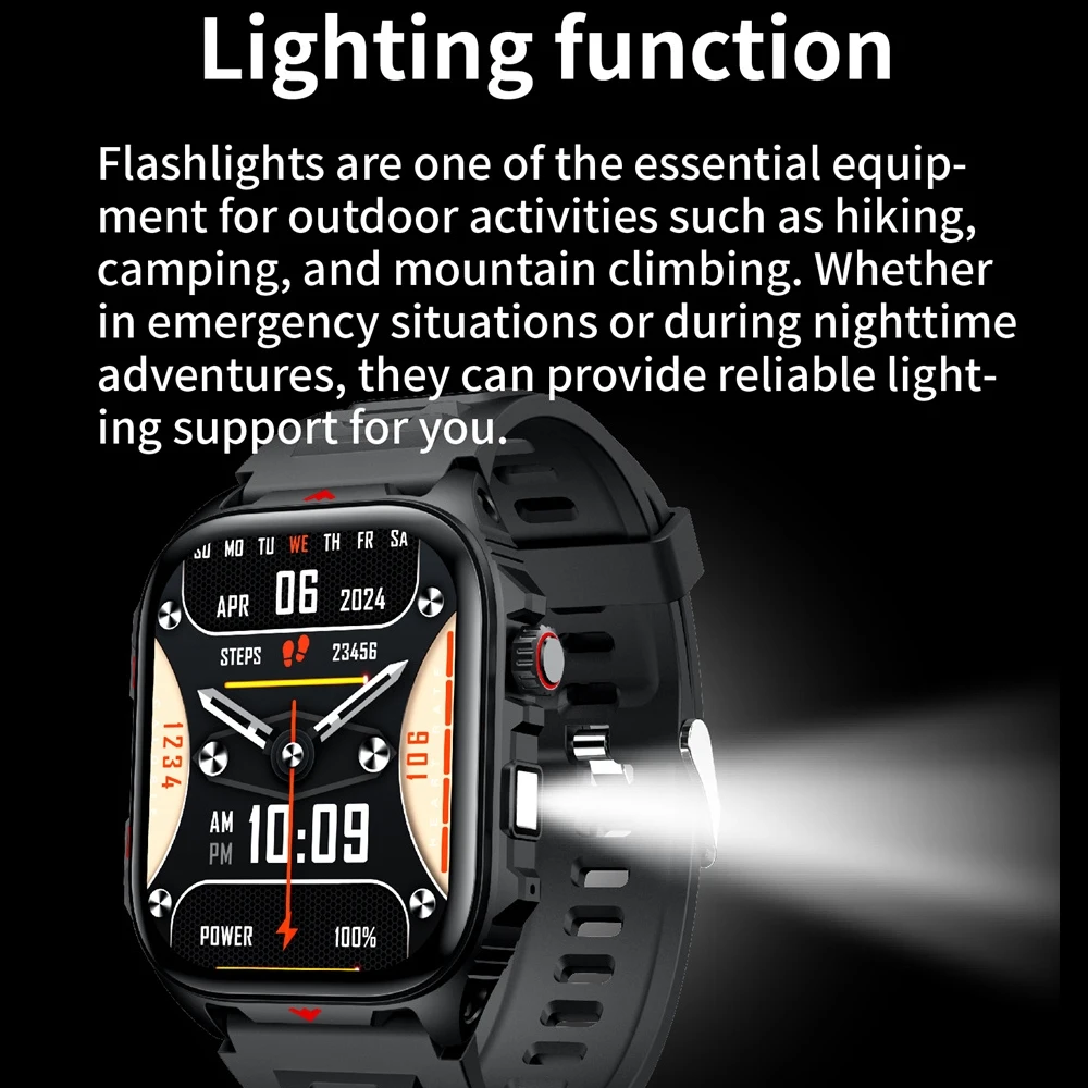 2026 New Outdoor Rugged Sports Men's Smartwatch IP68 Waterproof Watch 400 mAh Battery Smart Watch Android iOS