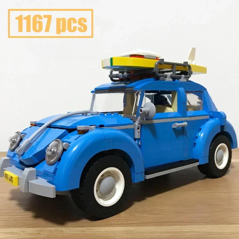 

The New Blue Beetle Camper Model Assembled Building Blocks Are Compatible with 10252 Christmas Birthday Gift Boys and Girls