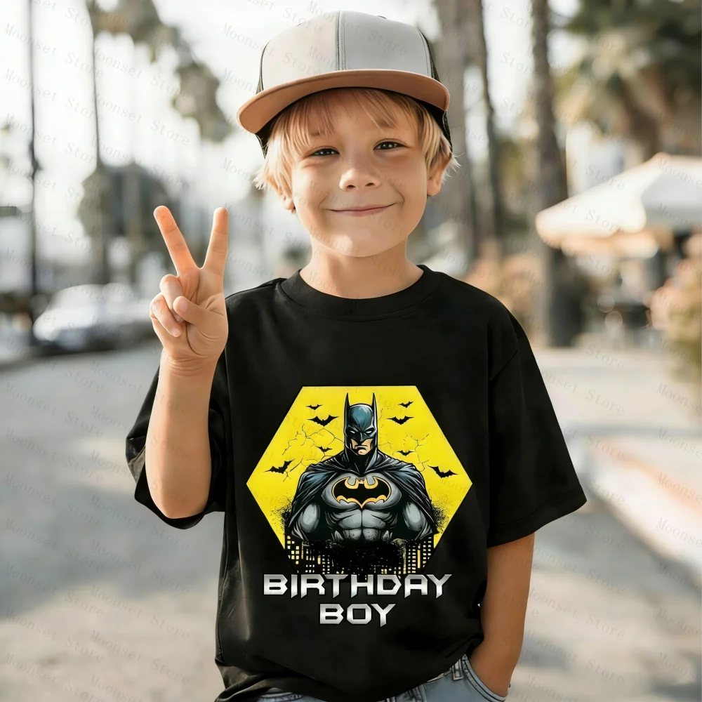배트맨 생일 소년 티셔츠 소년용 슈퍼 히어로 그래픽 티 어린이 생일 파티 선물..