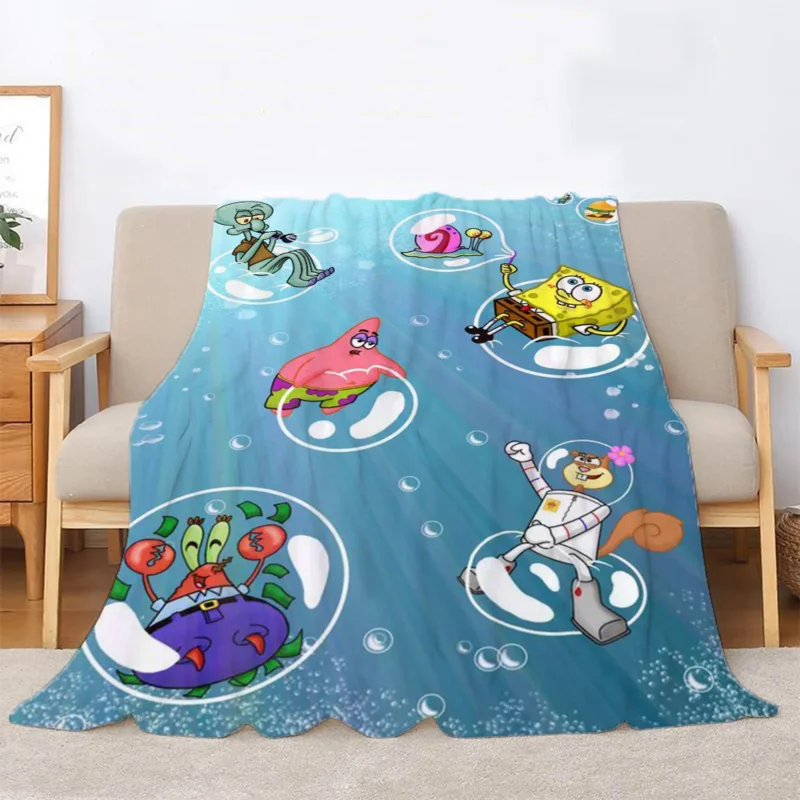 

Bedspread on the Bed Cute Throw S-Spongebobs Blanket Nordic Fluffy Soft Blankets for Winter Bedroom Decoration Boho Home Decor