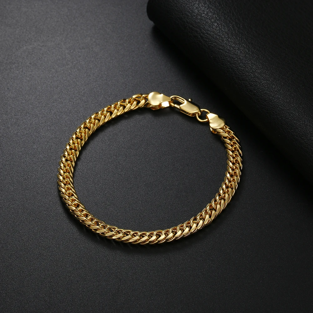 

925 Stamp Silver 6MM Geometry Chain 18K Gold Color Bracelets for Women Men Fashion Wedding Christmas Gifts Fine Jewelry