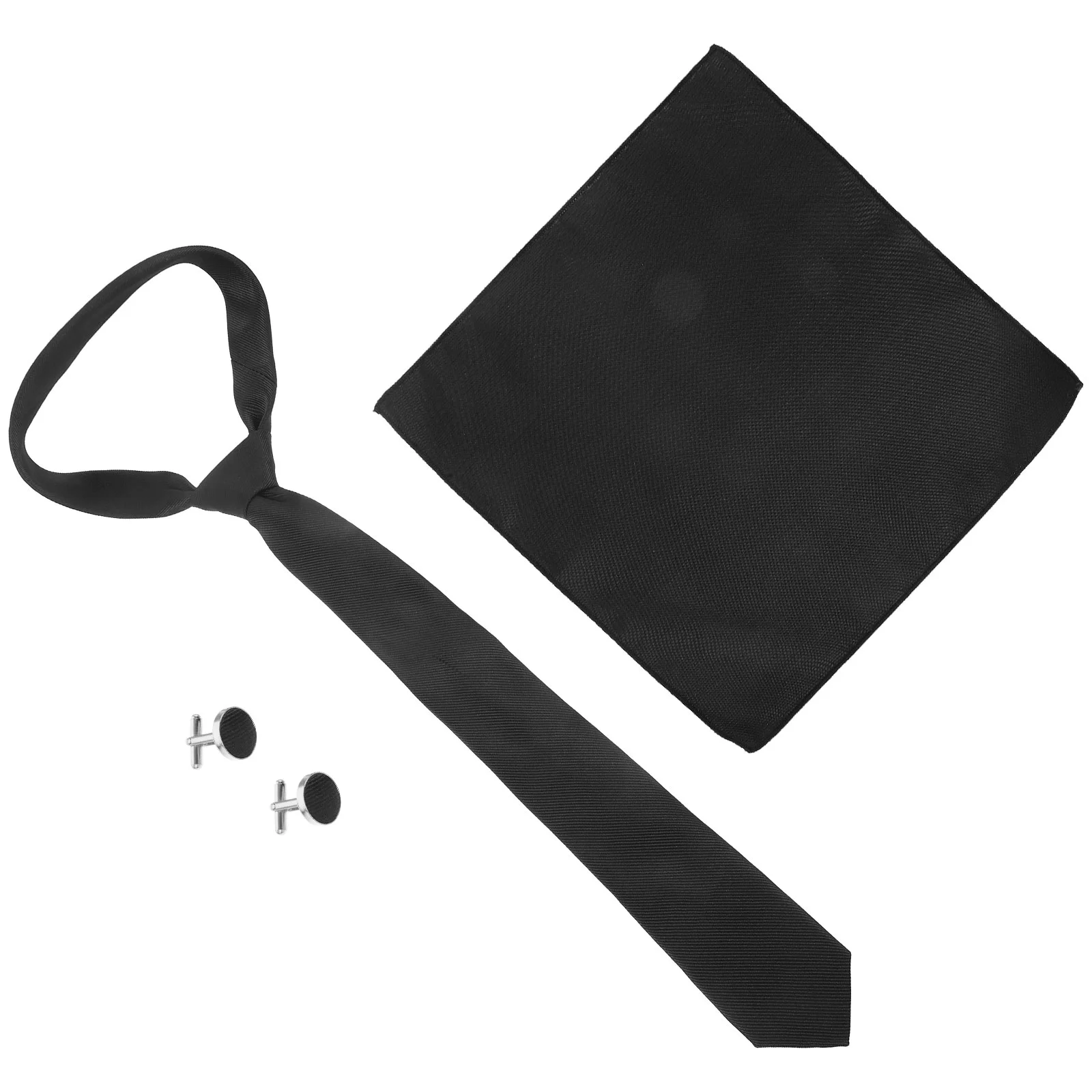 

1 Set Men Neck Tie Adult Cufflink Pocket Square Decorative Necktie Party Necktie for Wedding