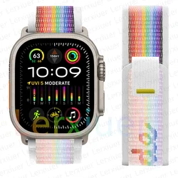 Nylon Sports Bracelet Trail Loop for Apple Watch - Versatile and Durable Strap (Pride white)