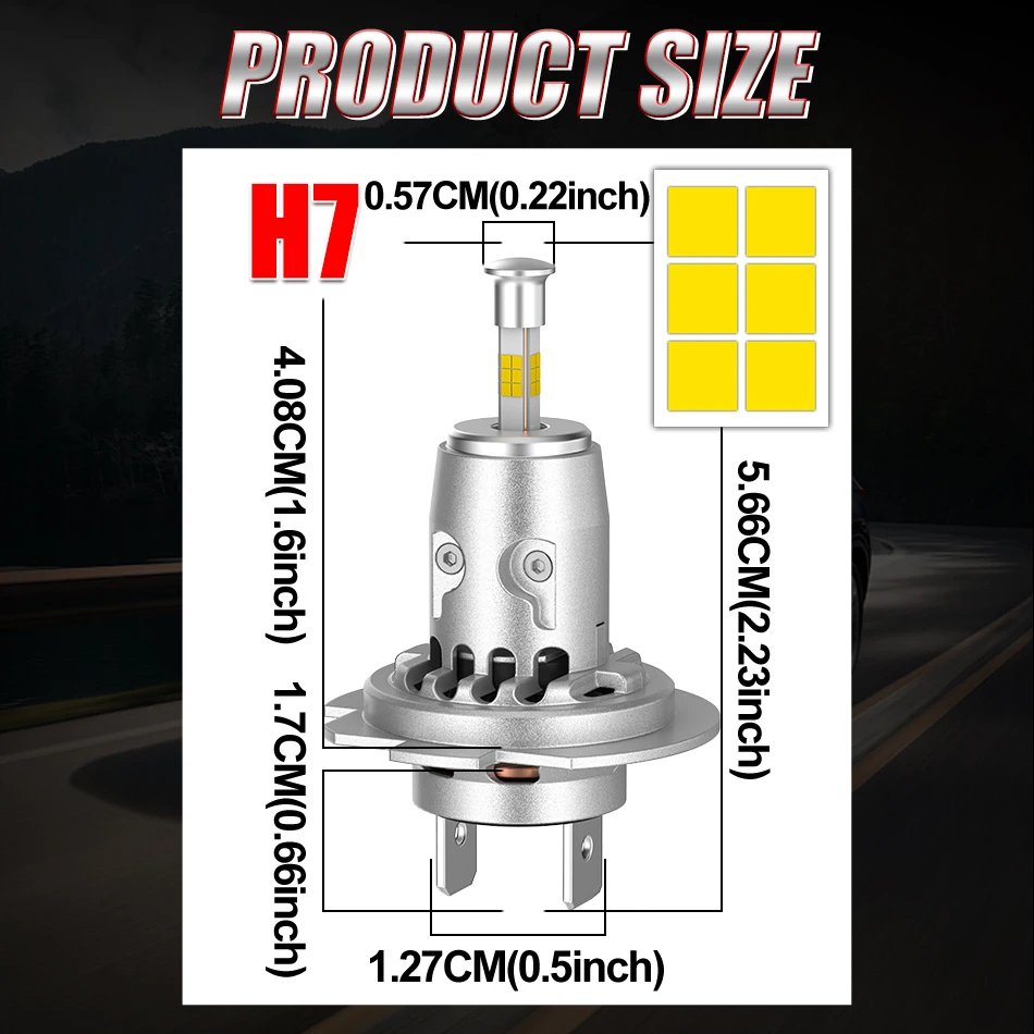 6800000LM 6500W 3D LED H7 자동차 헤드라이트 전구 캔버스 CSP 칩 터보 팬 자동차 라이트 미니 H7 LED 발광 다이오드 플러그 앤 플레이 (99% 차량 호환)