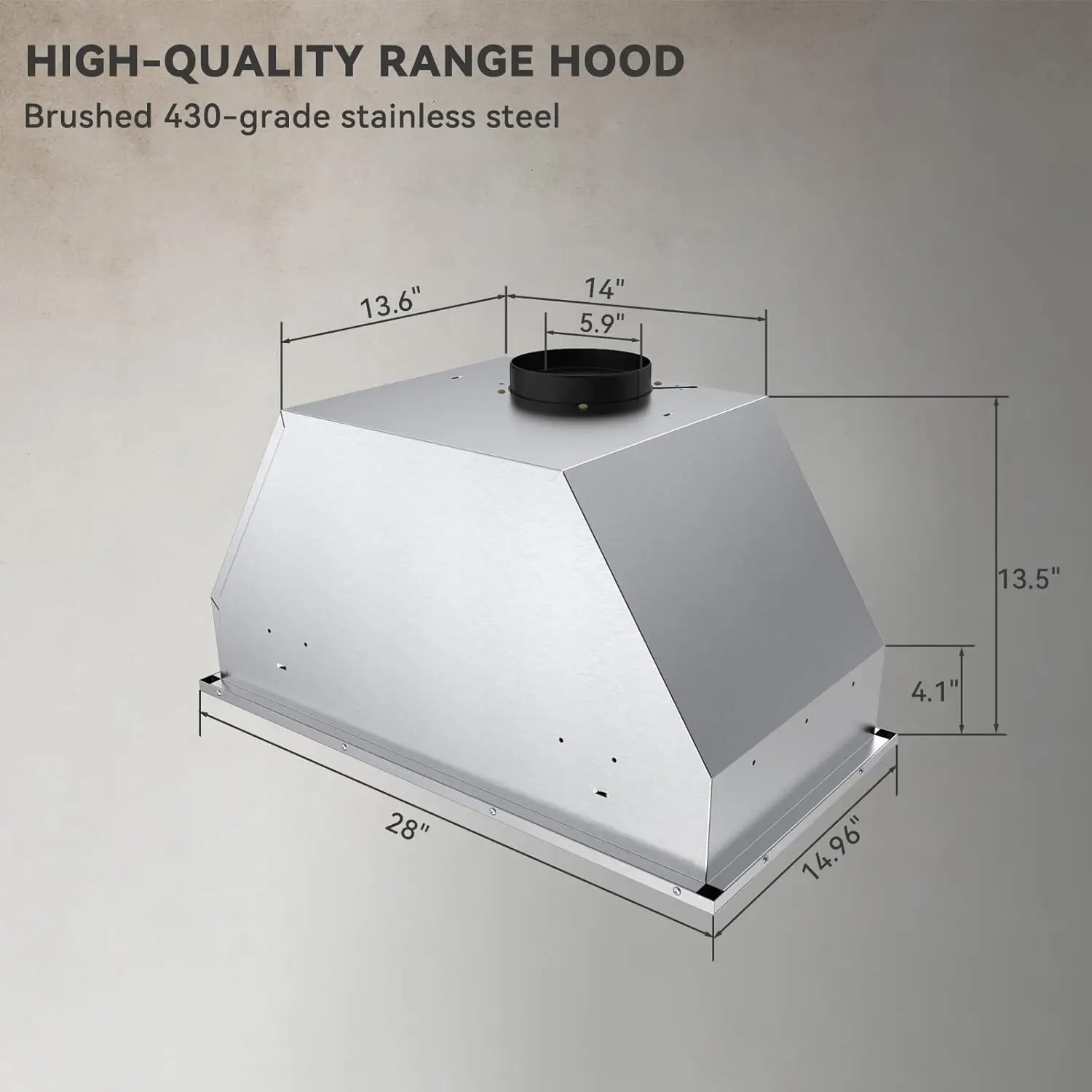 Range Hood with 3 Speed Exhaust Fan, Stainless Steel Range Hoods From