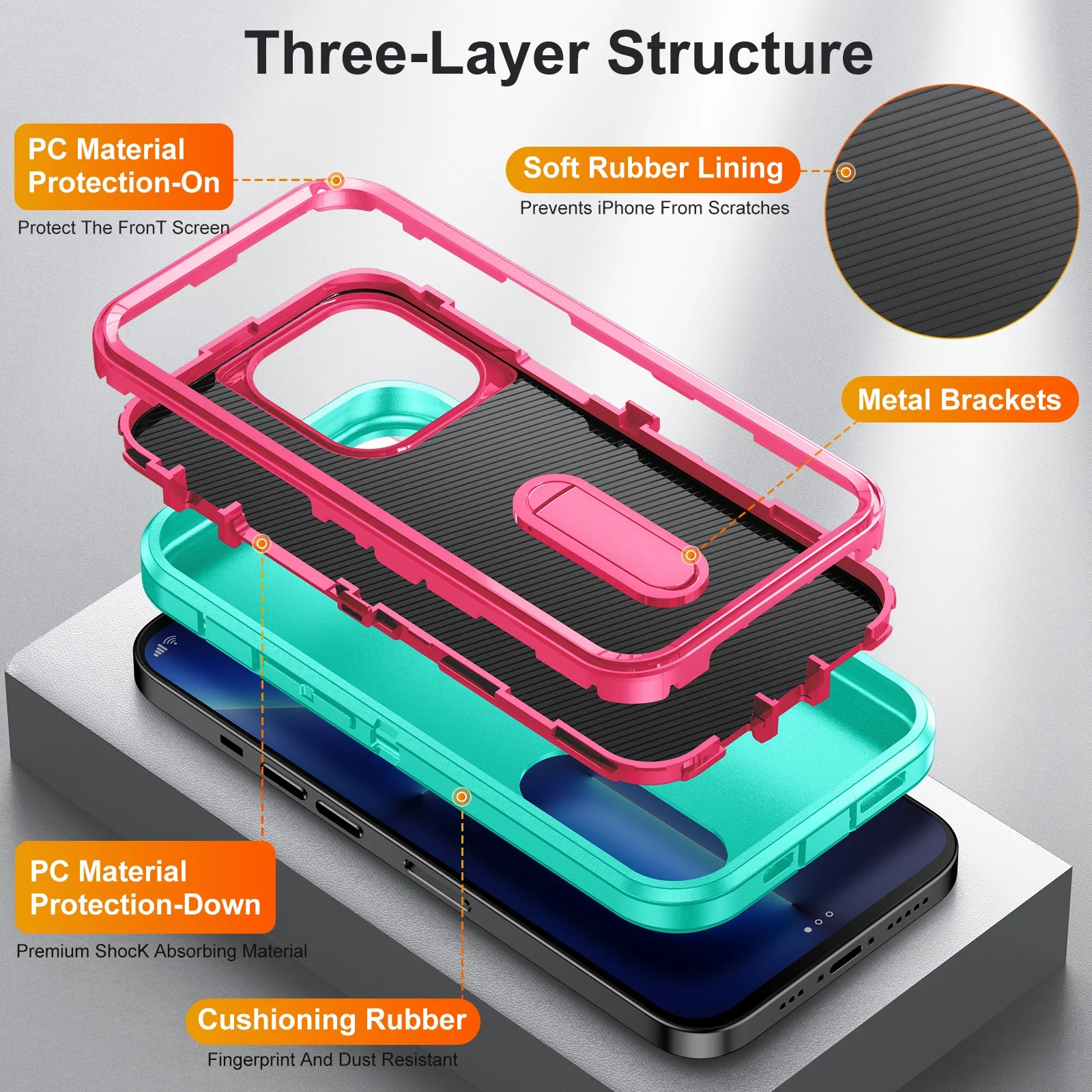 Coque hybride robuste pour iPhone 16 15 14 13 12 11 XR XS Pro Max 7 8 Plus 3 en 1 Otter Case Box Coque de protection complète rigide_voghion.com