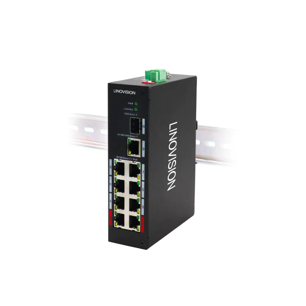 

Industrial 10-Port POE Switch with 8 IEEE802.3af/at/bt PoE Ports and 1*GE & 1*SFP Uplink, Max BT 90W POE Output, PoE Watchdog