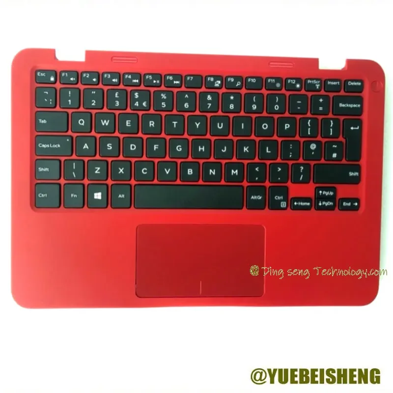 

YUEBEISEHNG NEW for Dell Inspiron 11 3162 3164 palmrest UK keyboard upper cover Touchpad ,Red color