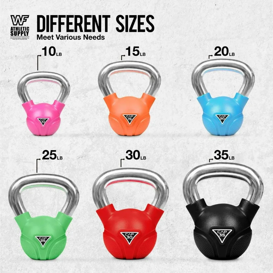 30LBS Color PVC Coated Kettlebell with Chrome Handle, Kettlebell Sets for Home Gym, Great for Cross Training, Swings, Body Worko