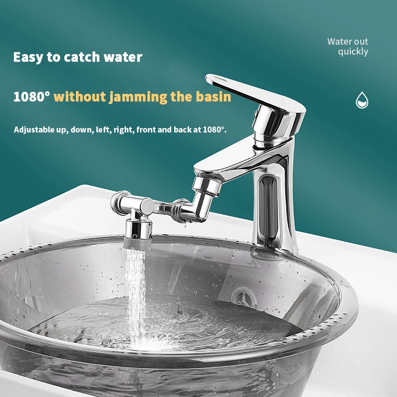 Swivel tap aerator 1080&deg; Bathroom washbasin taps Splash filter Kitchen taps Extension Water-saving nozzles Taps