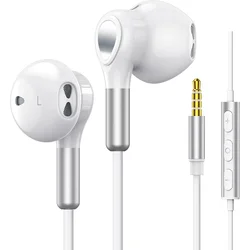 EARDECO 3.5mm Hi - Fi Wired Earbuds with Bass and Noise Isolation (White)