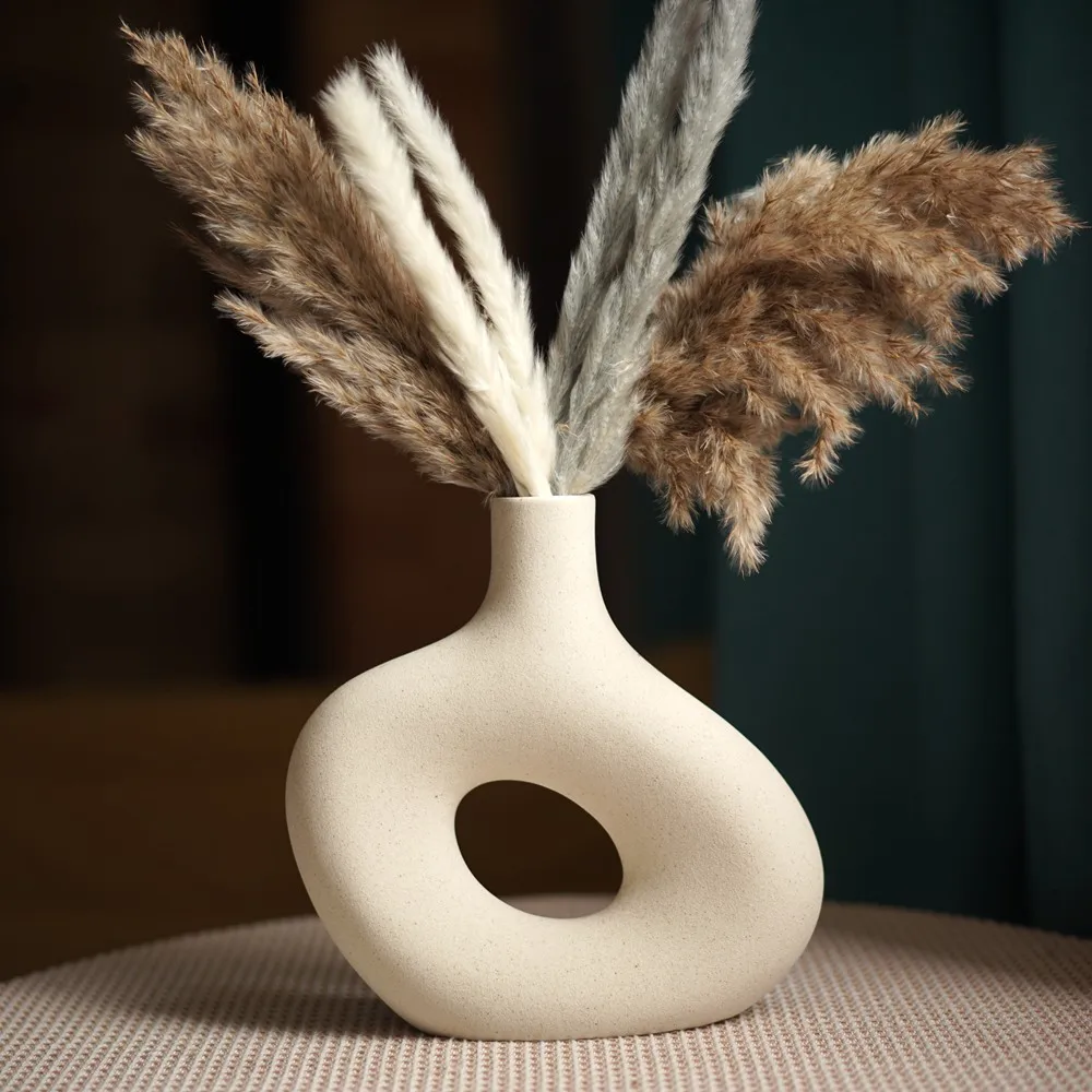 Nordic Matte Ceramic Vase for Pampas Grass Dried Flower Home Decor Zen Living Room Office Desktop Table Bathroom Decoration Gift 3