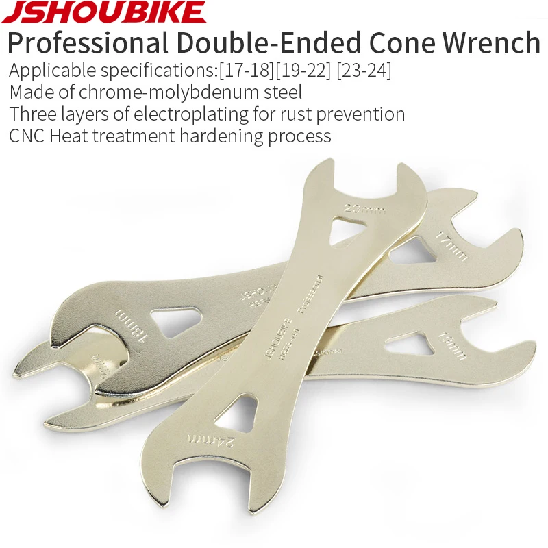 JSHOU BIKE Head Open End Axle Hub Cone Wrench 13 to 24mm High Carbon Steel Bicycle Removal Repair Tool