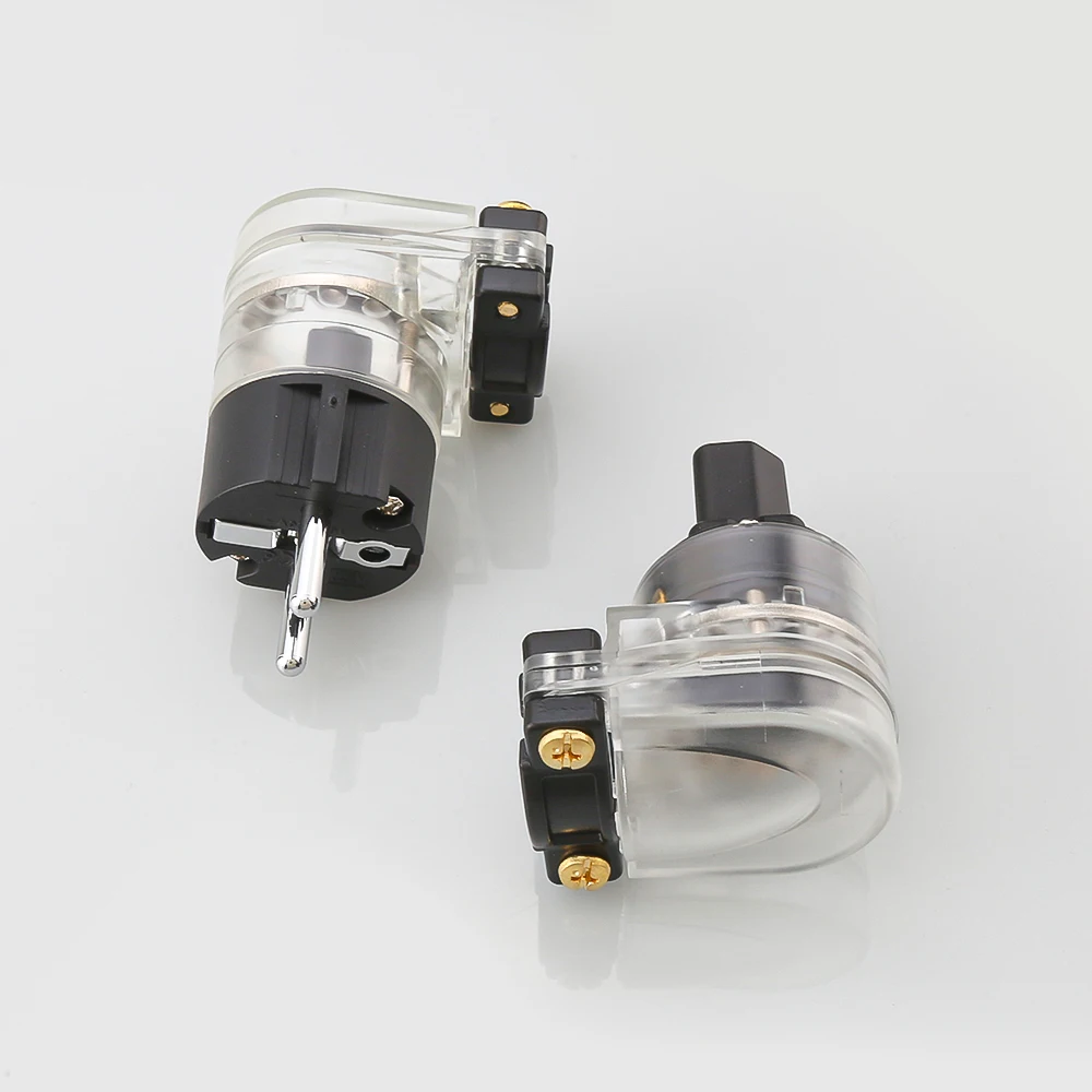 HiFi IEC C13 암 소켓 로듐 도금 전원 커넥터 Schuko 플러그 DIY 전원 케이블 어댑터용 L자형 직각 EU 플러그