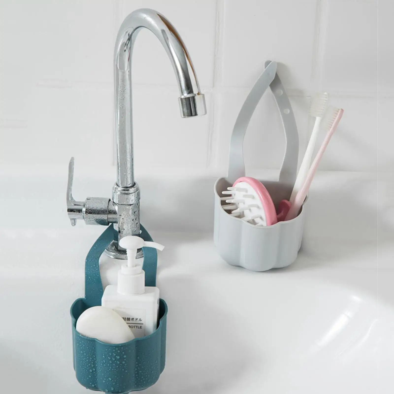 Sink Basket Kitchen Hanging Water Basket Kitchen Sink Shelf Soap Sponge Drain Rack Holder Shelf Soap Box Organizer