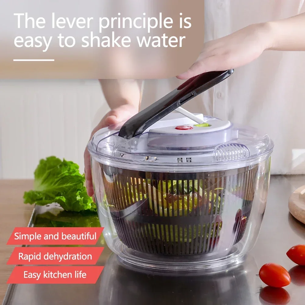 

Creative Household Vegetable Dehydrator Manual Water Salad Spinner Fruit Drain Basket Dryer Hand Crank Kitchen Gadget Accessorie