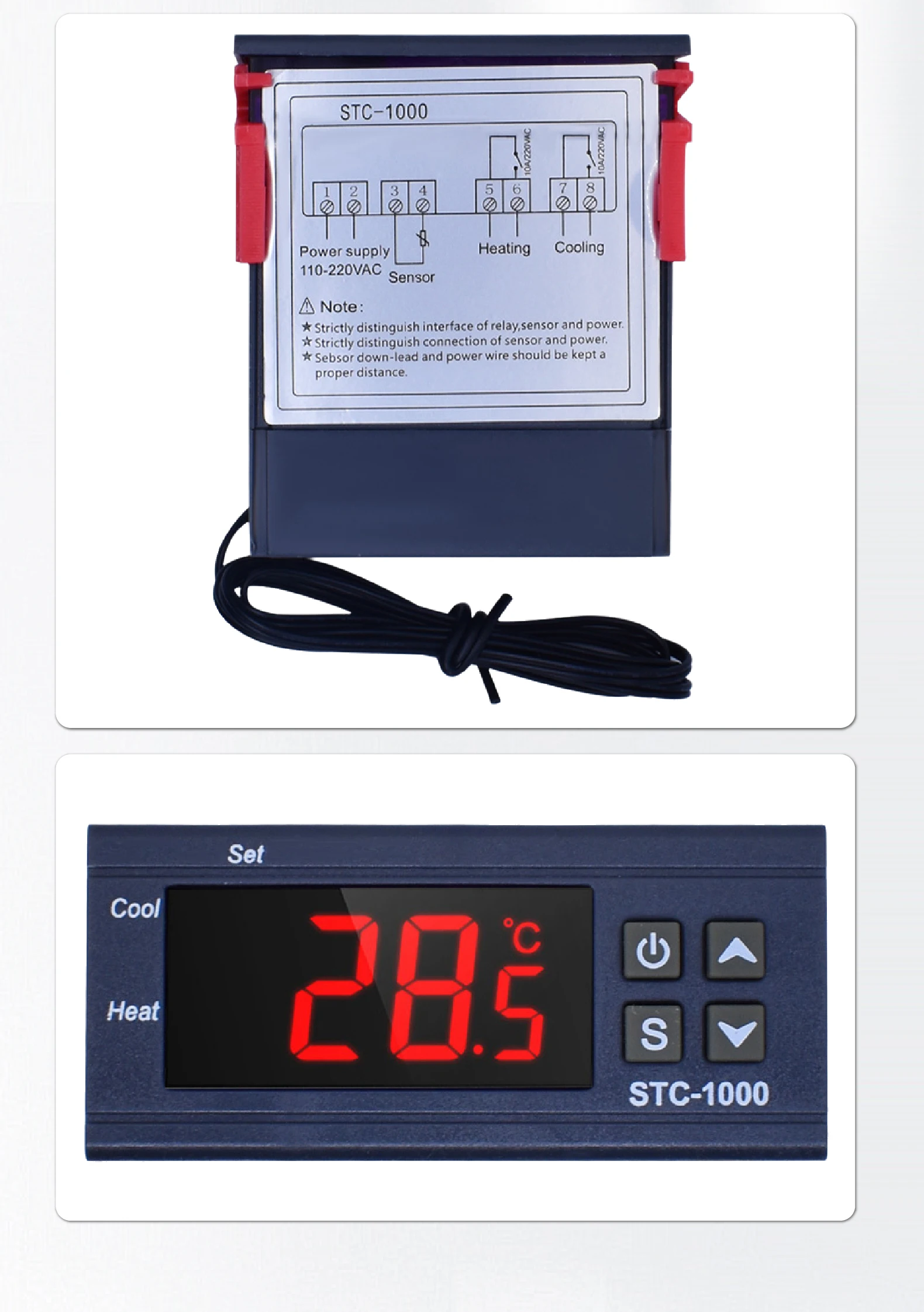 STC-1000 Digital Temperature Controller Thermostat Dual Relay 12V 24V 220V for I