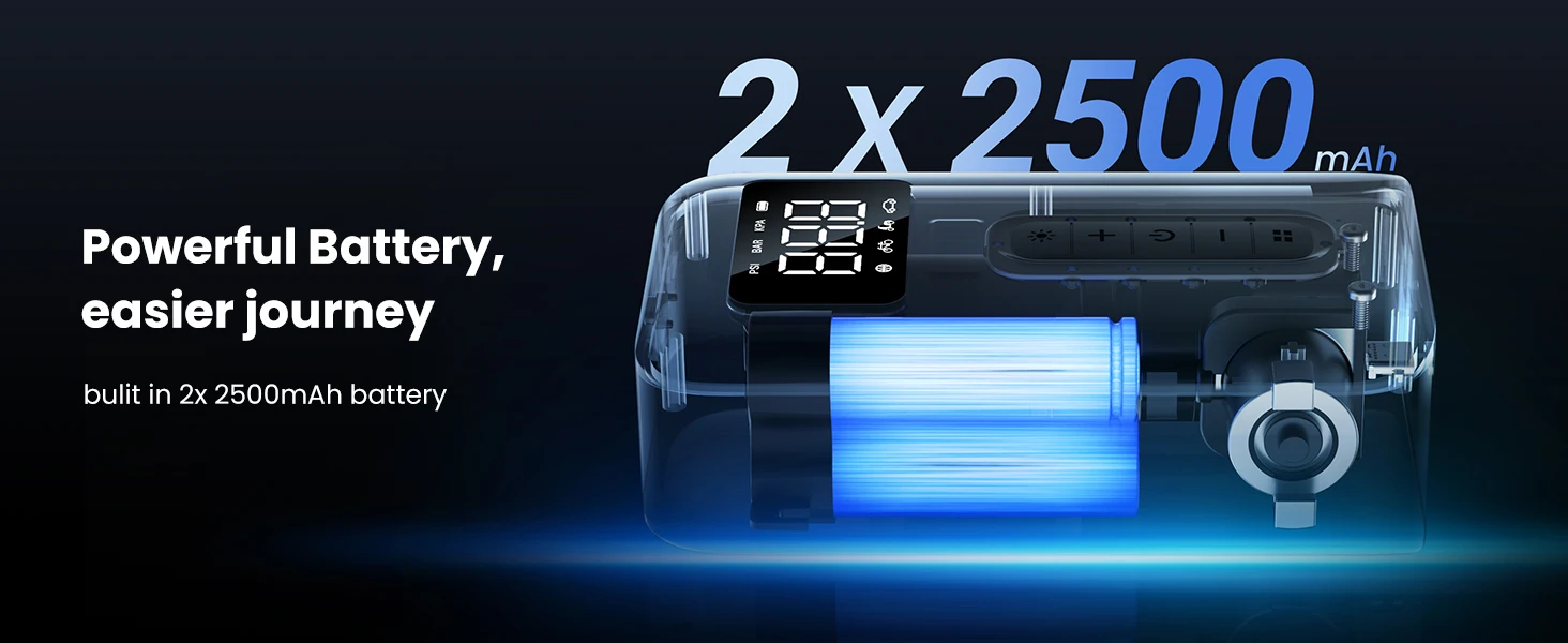 UGREEN Portable Tire Inflator Air Compressor 150PSI 5000mAh Battery with LED Light description image 4