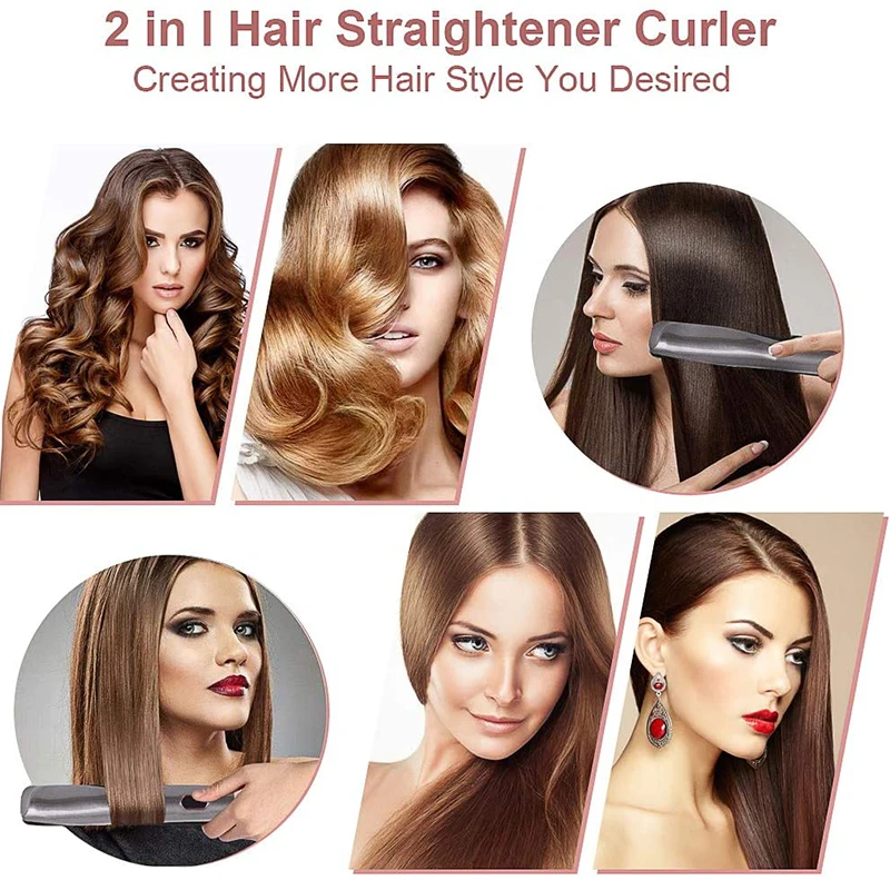 Description Picture 3 of item2024 Portable Twisted Flat Iron Two In One Straight Curler Lcd Ceramic Curler And Straightener Magic Curler