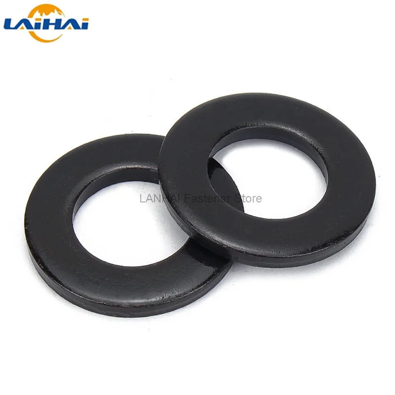5/10/25/50/100 M1.6 M2 M2.5 M3 M3.5 M4 M5 M6 M8 M10 M12 M14 M16-M24 GB97 Black Grade 8.8 Carbon Steel Flat Washer Plain Gasket carbon steel washers