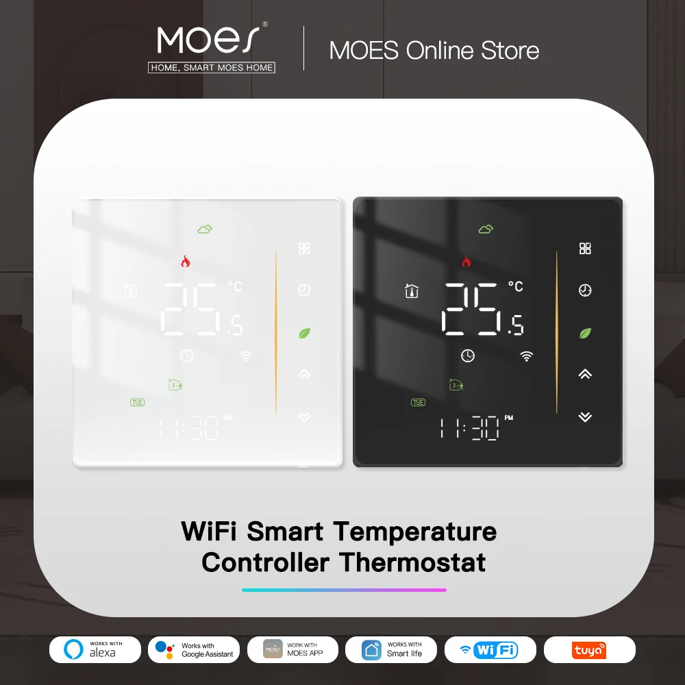Smart Thermostat Smart Thermostat Socket Temperature Controller WiFi Wireless Room Temperature Controller Water/Electric Floor Heating Gas Boiler Humidity Tuya Work with Alexa