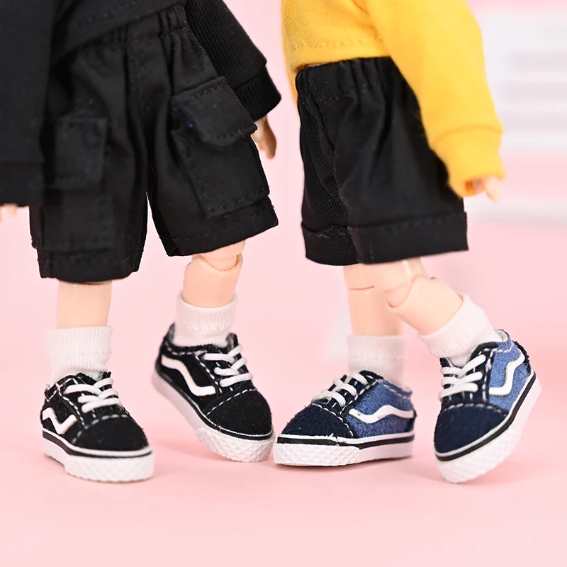 Ob11 High-Top Doll Star Shoes Canvas Grid Shoes Sports Casual Doll Shoes For Gsc Body, Molly, P9, Ymy, 1/12Bjd Doll Accessories 3