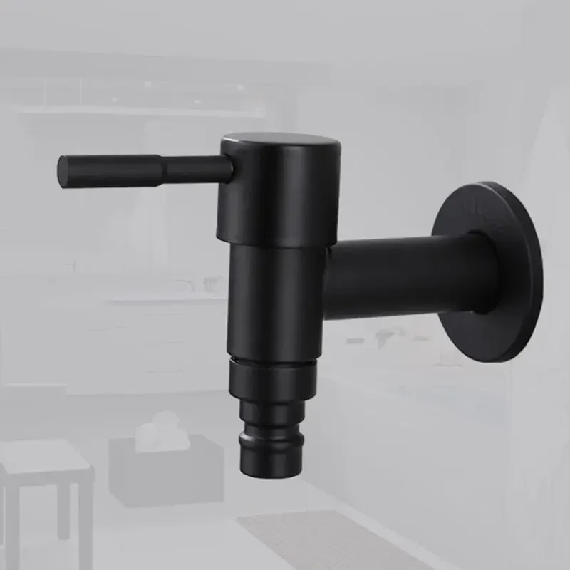 Stainless Steel Faucet Black Wall Mounted Washing Machine Tap Bath Toilet Mop Pool Water Taps for Outdoor Garden Bathroom 6