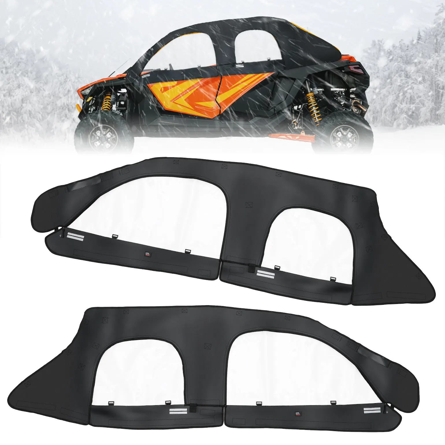 KEMIMOTO #2884665 UTV PVC Soft Upper Door Cab Enclosure Set Compatible with Polaris RZR PRO XP 4, RZR Turbo R 4 2020-2023 2024 x3 window nets off road upper door window protective screen for can am maverick x3 2017 2023 two doors sun window shade mesh