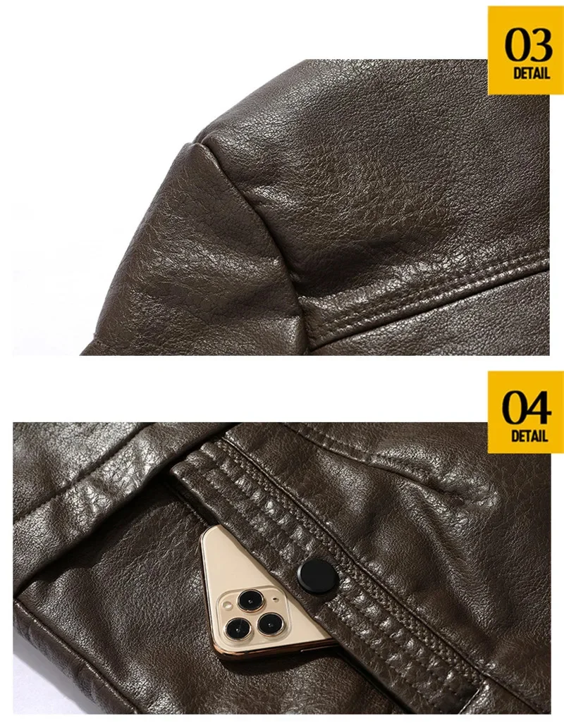 Description Picture 5 of itemWinter Thick Velvet Leather Coats Men Fur Thicken Parka Jaqueta Masculina Windbreaker Plush Parkas Plus Size 4XL Trench Jackets