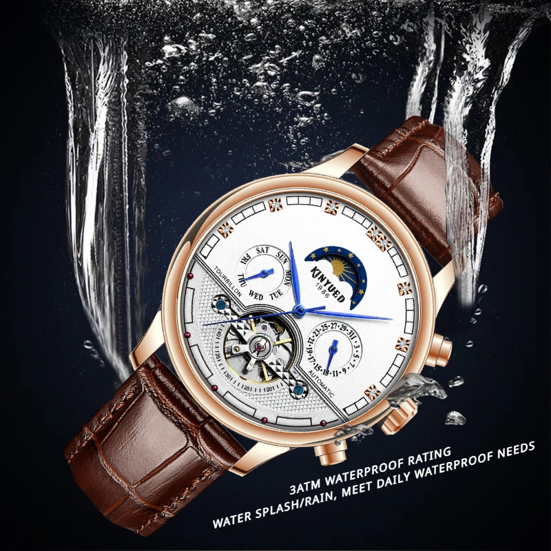 Men'S Uhr Waterproof Wrist Watches Watch For Men Luxury Original Moon Phase Automatic Mechanical Dress High Quality Tourbillon