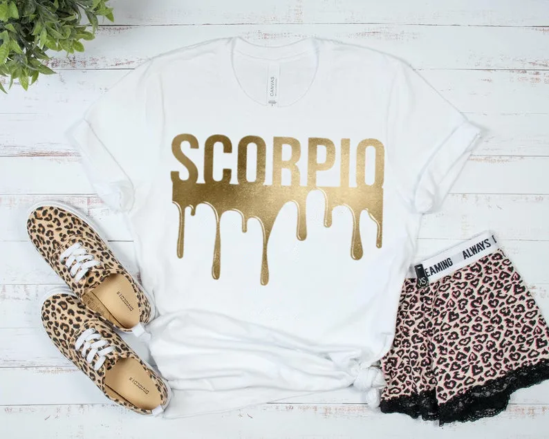 

Scorpio Drip File Funny Graphic Cotton Women Tshirt Short Sleeve Tees O Neck Female Clothing Streetwear harajuku 100% cotton